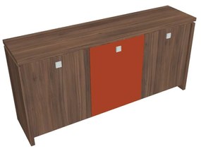 Verno alacsony szekrény 188 x 46 x 90 cm, kombinált ajtó, dió / narancs