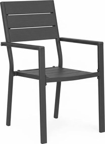 Kerti szék, MultiGarden YC-051KD-4, szürke, 54,5 x 52 x 89 cm, acél keret, HDPE ülő- és háttámla, 150 kg teherbírás, 2 db-os szett