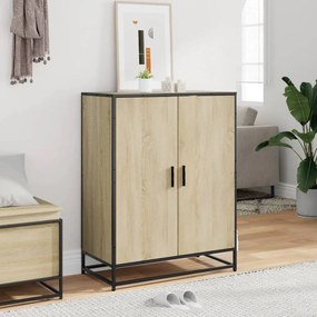 sonoma tölgy színű szerelt fa és fém cipőszekrény 75x38x97,5 cm