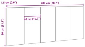Ágyfej Vég Fekete Tölgy 200x1,5x80 cm Műanyag Fából