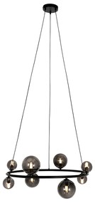 Fekete függőlámpa füstüveggel, kerek, 8-as - Monaco