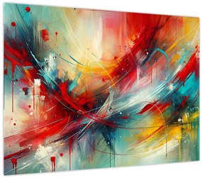 Üveg kép – Absztrakció pirossal (70x50 cm)