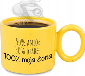 Bögre XXL Sárga Feleség Lány Ajándék Évforduló 50% Angyal 50% Ördög