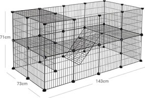 Fém ketrec, 2 emeletes fém kisállat járóka, testreszabható 143 x 71 x 73 cm