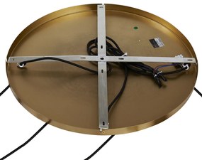 Függőlámpa bronz színben, füstös borostyán és zöld üveggel, kerek, 4-es - Bao