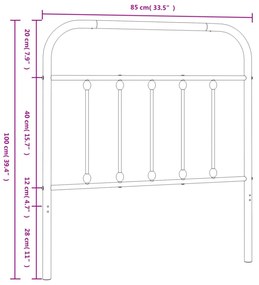 fehér fém fejtámla 80 cm