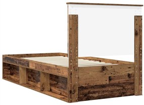 vidaXL Ágykeret fejtámlával Öreg fa 100 x 200 cm Tömör fenyőfa