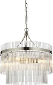ENDON 104113 MARIETTA Glamour Függesztett Lámpa Nikkel, Átlátszó E14 IP20