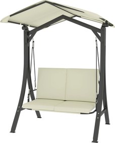 Outsunny Hollywood Hinta Állítható Napernyővel, Kényelmes Üléspárnázással, 2-Személyes Kerti Hinta 220 kg-ig, UV 30+ Hinta Pad a Kerthez, Teraszhoz, 1