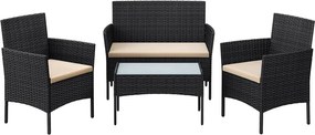 Kerti ülőgarnitúra, polyrattan, fekete és taupe, 58 x 49 x 85 cm