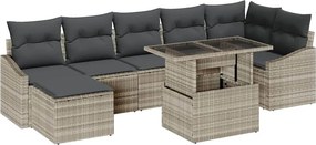 vidaXL Kerti Kanapé Szett párnával 8 pcs Világosszürke polirattan
