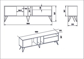 TV szekrény Mistico (180) - Walnut, Black