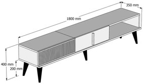 Natúr színű TV-állvány márvány dekorral 180x40 cm Milan – Kalune Design