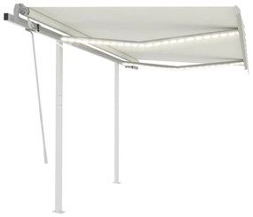 krémszínű kézzel kihúzható LED-es napellenző 3 x 2,5 m