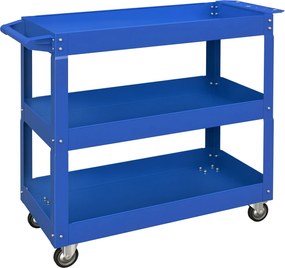 DURHAND Kerekes Szerszámkocsi Acél Műhely Kocsi 3 Tárolószinttel és Oldalsó Fogantyúval Otthoni Szerelőnek 150 kg Teherbírás 83x35.3x76 cm Kék | Aosom