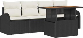 vidaXL Kerti Kanapé Szett párnával 5 pcs Fekete és krémszínű