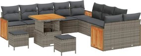 vidaXL Kerti Kanapé Szett 13 pcs Szürke Poli Rattan és Porfestett Acél