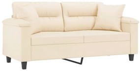 2 személyes bézs mikroszálas szövetkanapé párnákkal 140 cm
