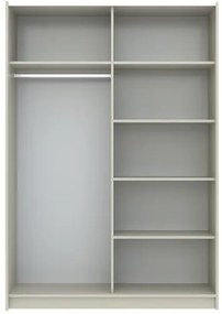 LUSE Gardrobeszekrény Beige Színben Tükörrel 150 cm