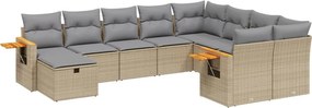 vidaXL 10 részes bézs polyrattan kerti ülőgarnitúra párnával