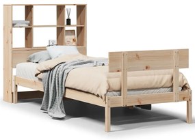 tömör fenyőfa könyvespolcos ágy matrac nélkül 90 x 200 cm