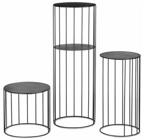 3x LOFT fekete virágtartó állvány szett