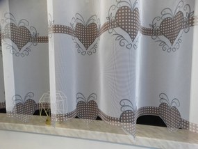 Mg Függöny kész Szív világos barna 300x155 Szalaggal pol AD07