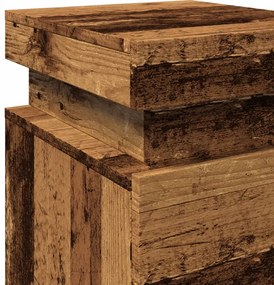 antik fa színű szerelt fa éjjeliszekrény LED-del 35x39x55 cm