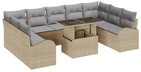 10 darabos Kert Sofa Szett Párnákkal Bézs Polyrattan