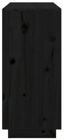fekete tömör fenyőfa tálalószekrény 111 x 34 x 75 cm