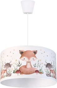 Brilagi - LED gyerek csillár zsinóron BOBO 1xE27/60W/230V átm. 35 cm fehér/állatmintás