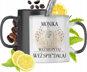 Mágikus bögre Mónikának Fekete matt nyomott mintával 330ml