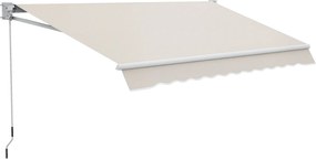 Outsunny Manuális Kihúzható Napernyő 200x295 cm Erkély Napernyő Vízálló és UV-ellenálló Fém Görgővel Kültéri Rolós Napernyő Kerthez Teraszhoz Ablakokh