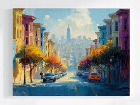 Poszter Város San Francisco Usa Utca Színes Házak 100x75