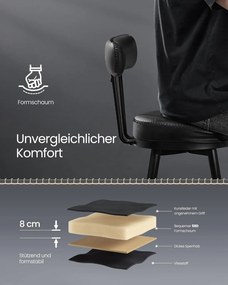 Ekho 360°-ban forgatható bárszék 2 darabos szett, 76 cm magas, tintafekete színben