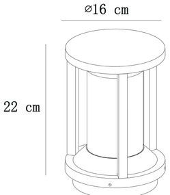 Lucide 15804/22/30 - Kültéri lámpa CADIX 1xE27/15W/230V 22 cm IP65 fekete