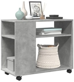 betonszürke szerelt fa kisasztal kerekekkel 70 x 35 x 60 cm