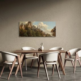 Kép - Jan van der Heyden, View Down a Dutch Canal, reprodukciók (120x50 cm)