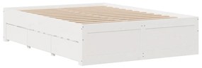 fehér tömör fenyőfa fiókos ágykeret matrac nélkül 160 x 200 cm