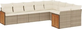 vidaXL 9 részes bézs polyrattan kerti ülőgarnitúra párnákkal