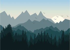 Kép - Hegyek grafikus szemmel (üvegen) (70x50 cm)