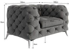 Szürke bársony fotel Chelsea – Ropez