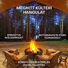 Blumfeldt Catania, 2 az 1-ben tűzrakóhely, Ø 80cm szikrafogó, Ø 70cm grill, acél, antik hatás