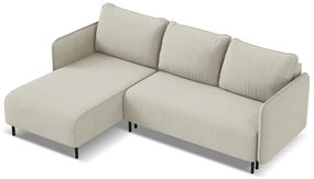 Bézs kinyitható-tárolóhelyes sarokkanapé (bal oldali) Luana – Makamii