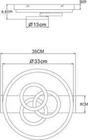 Globo 48040-40SA-LED Dimmelhető mennyezeti lámpatest DARRYL I LED/40W/230V 35x33 cm, bézs + távirányítóval
