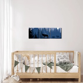Kép - Egy farkasfalka teliholdkor (órával) (90x30 cm)