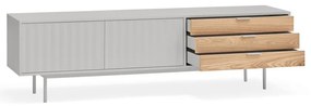 Szürke-natúr színű TV-állvány tölgyfa dekorral 180x52 cm Sierra – Teulat