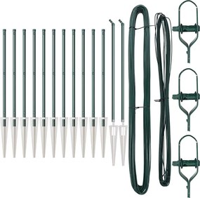 vidaXL Kerítésoszlop 13 pcs Zöld Acél