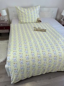 Gyermek pamut lepedők Bear love TiaHome - 1x Párna 90x70cm, 1x Paplan 140x200cm
