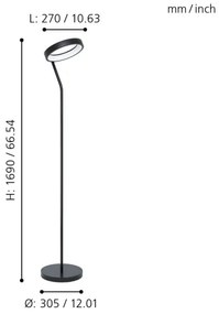 Eglo 99031 - LED RGB  Dimmelhető állólámpa MARGHERA-C LED/16W/230V
